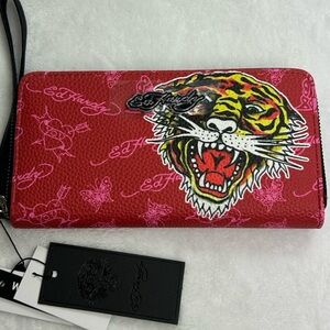 Ed Hardy Red and Pink Tiger Women's Wallet NWT